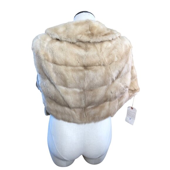 Vintage Mink Stole Cape Autumn Haze Beige Blonde Wrap Old Hollywood Shawl Evenin - Picture 2 of 15